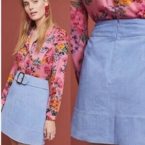 Anthropologie Leather Skirt with Belt in Purple